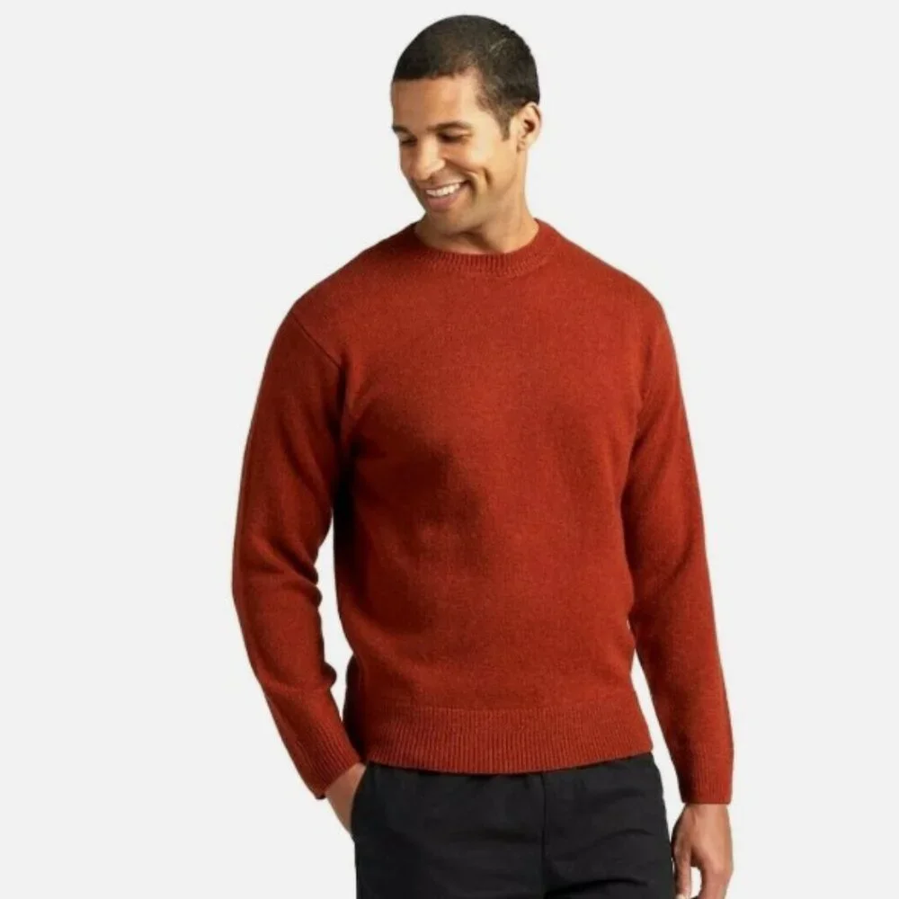 Pendleton Mens Shetland Wool Washable Crew Neck Pullover Sweater XXL Sienna Red